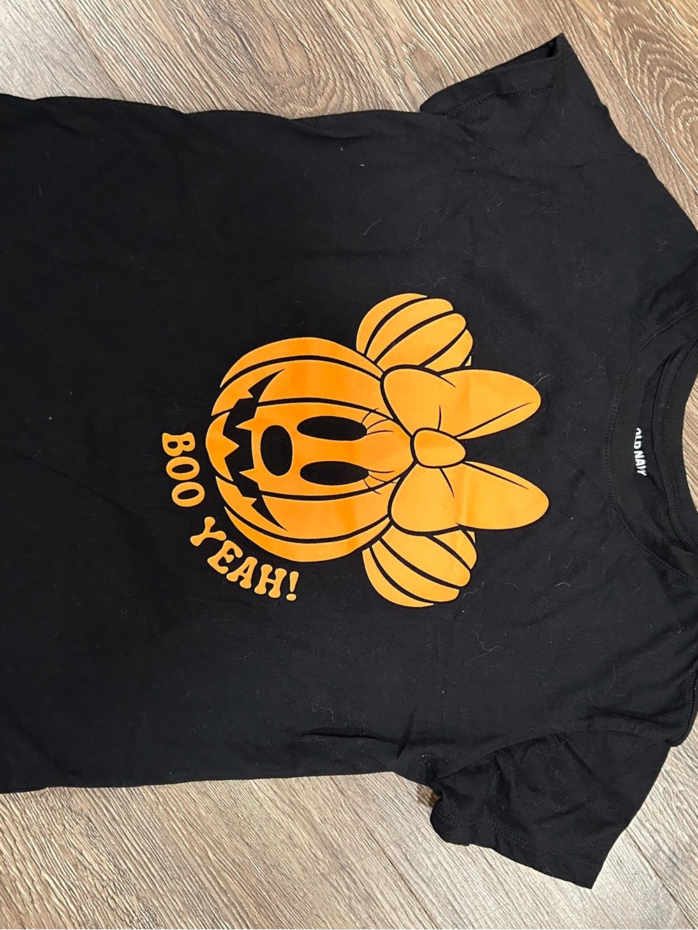 Old Navy Black Kids' Tee with Orange Pumpkin Bow Graphic